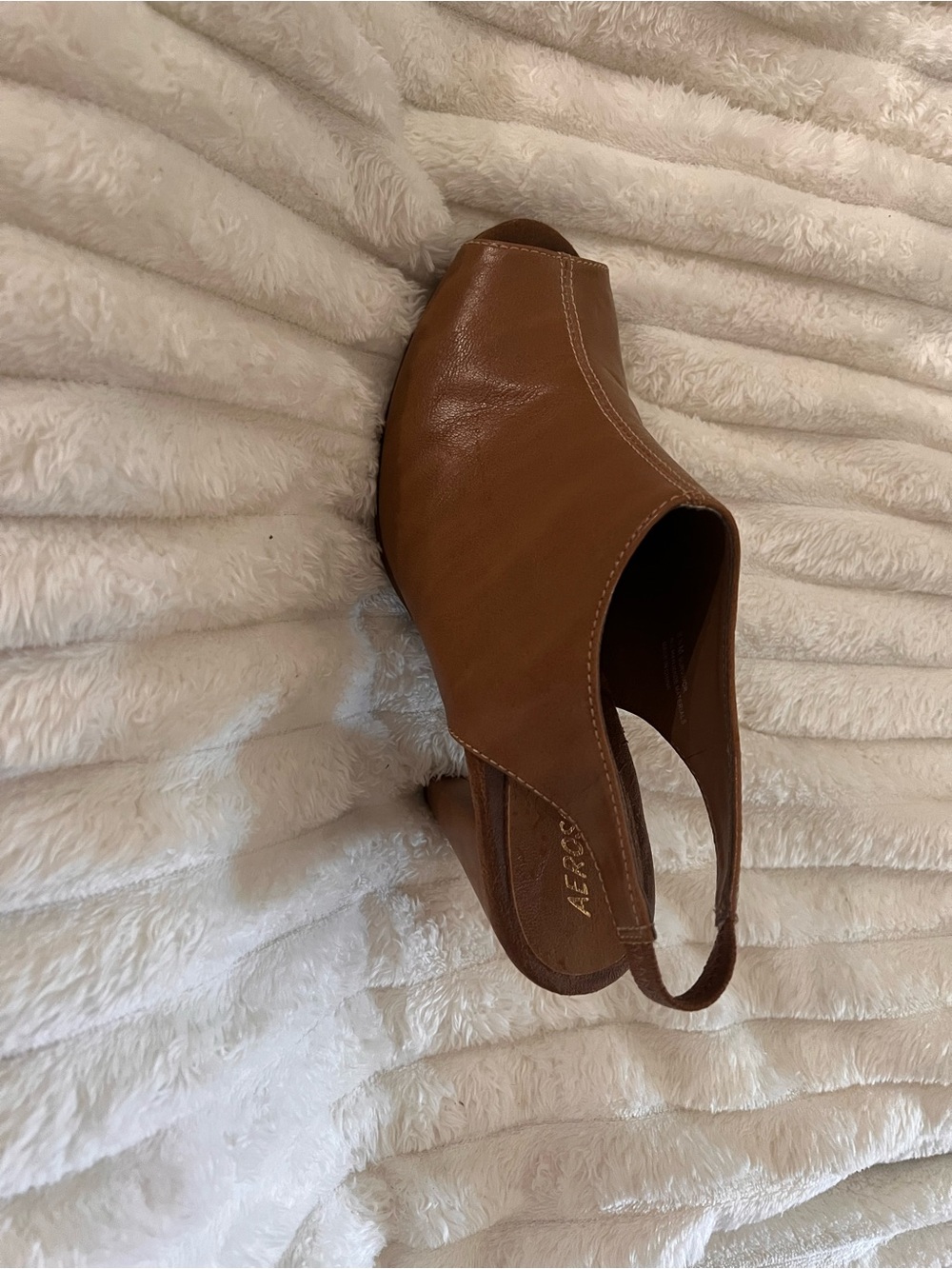 AEROSOLES Brown Slingback Peep-Toe Mule
